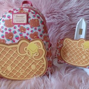 Loungefly Hello Kitty Waffle Backpack and Wallet Set - Pink and Yellow